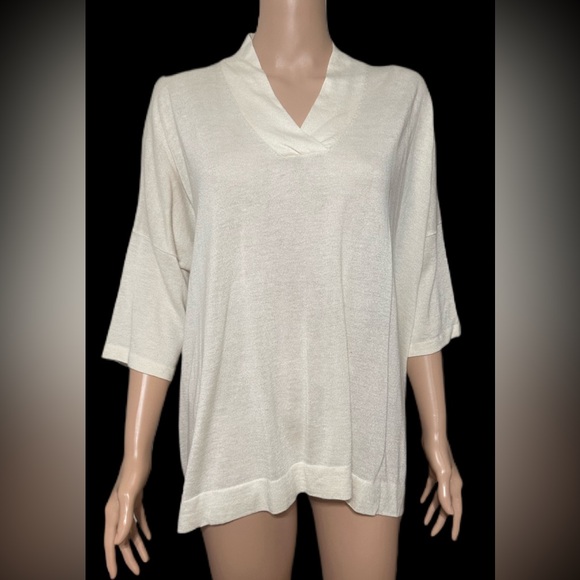 Neiman Marcus Sweaters - Neiman Marcus Womens Blouse  Small Medium Ivory Oversized Cashmere Wool Knit
